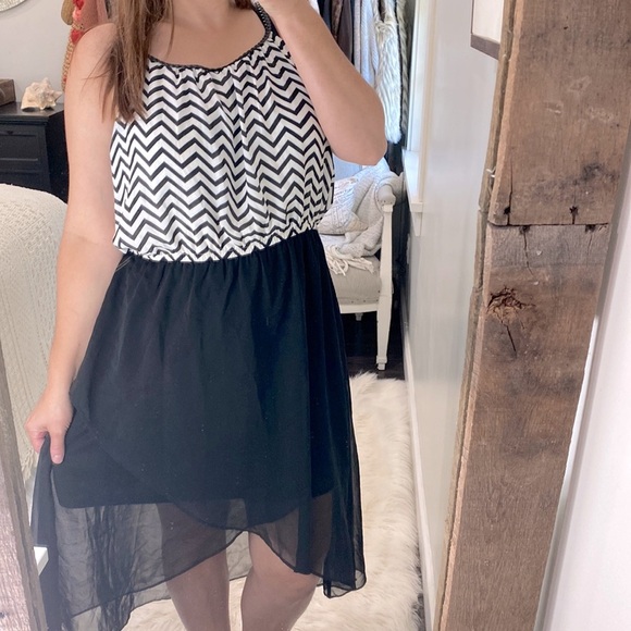 Umgee black high low maxi dress chevron print size 2XL - Picture 1 of 5